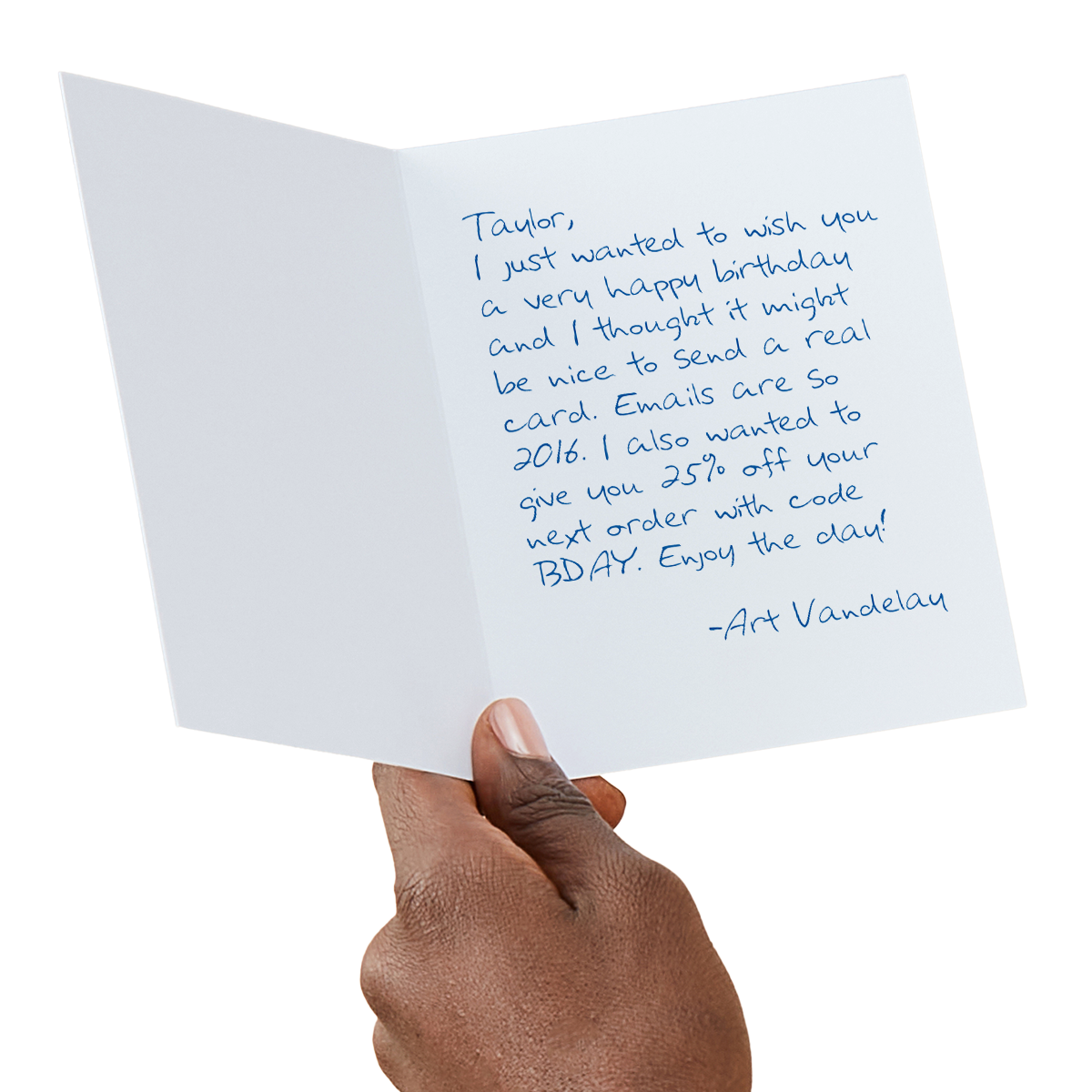 Handwritten greeting card